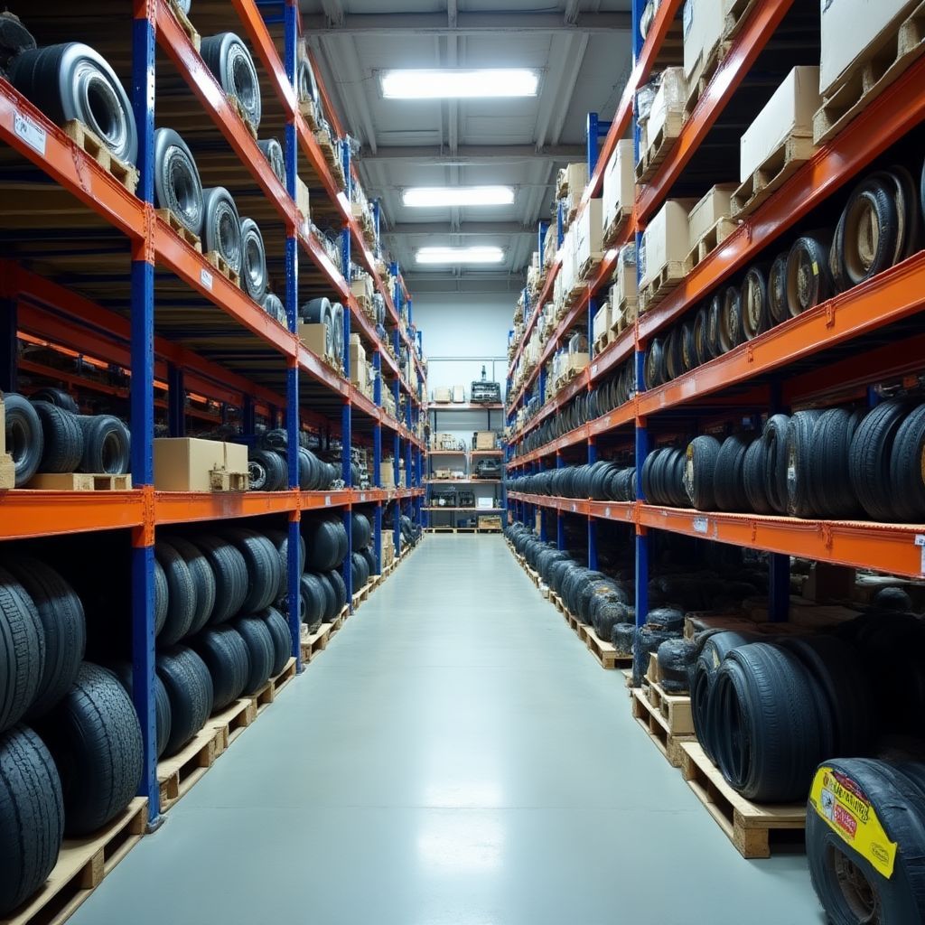 Estanterías de un almacén de repuestos perfectamente organizadas.